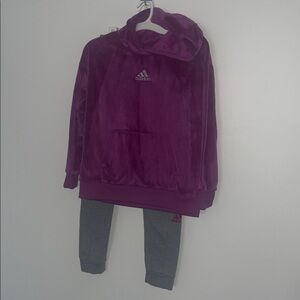 Adidas Fleece Hoodie Girl's Size 16 and Sweatpants Girl's Size 14 Large